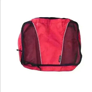 sharper image red travel tote with mesh